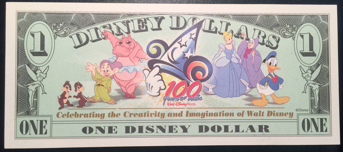2002 $1 Disney Dollar 100 years of Disney Magic – Hawks currency