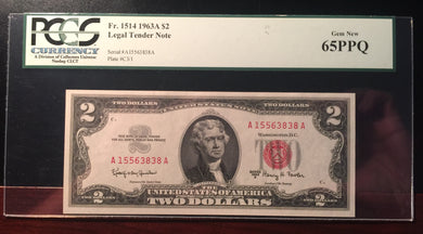 1963A $2 Graded Note PCGS 65PPQ