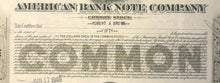 1900s American Bank Note Company Common Stock Certificate