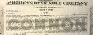 1900s American Bank Note Company Common Stock Certificate