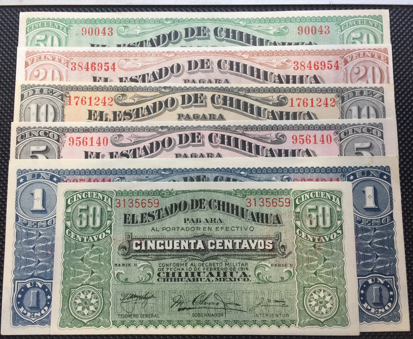 1914 estado de chihuahua complete set