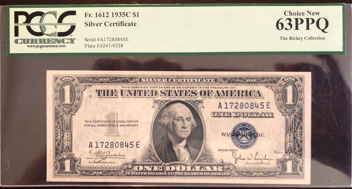 1935C $1 Silver Certificate PCGS 63PPQ