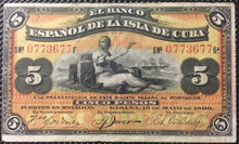 1896 5 Pesos, Spanish colonial Currency