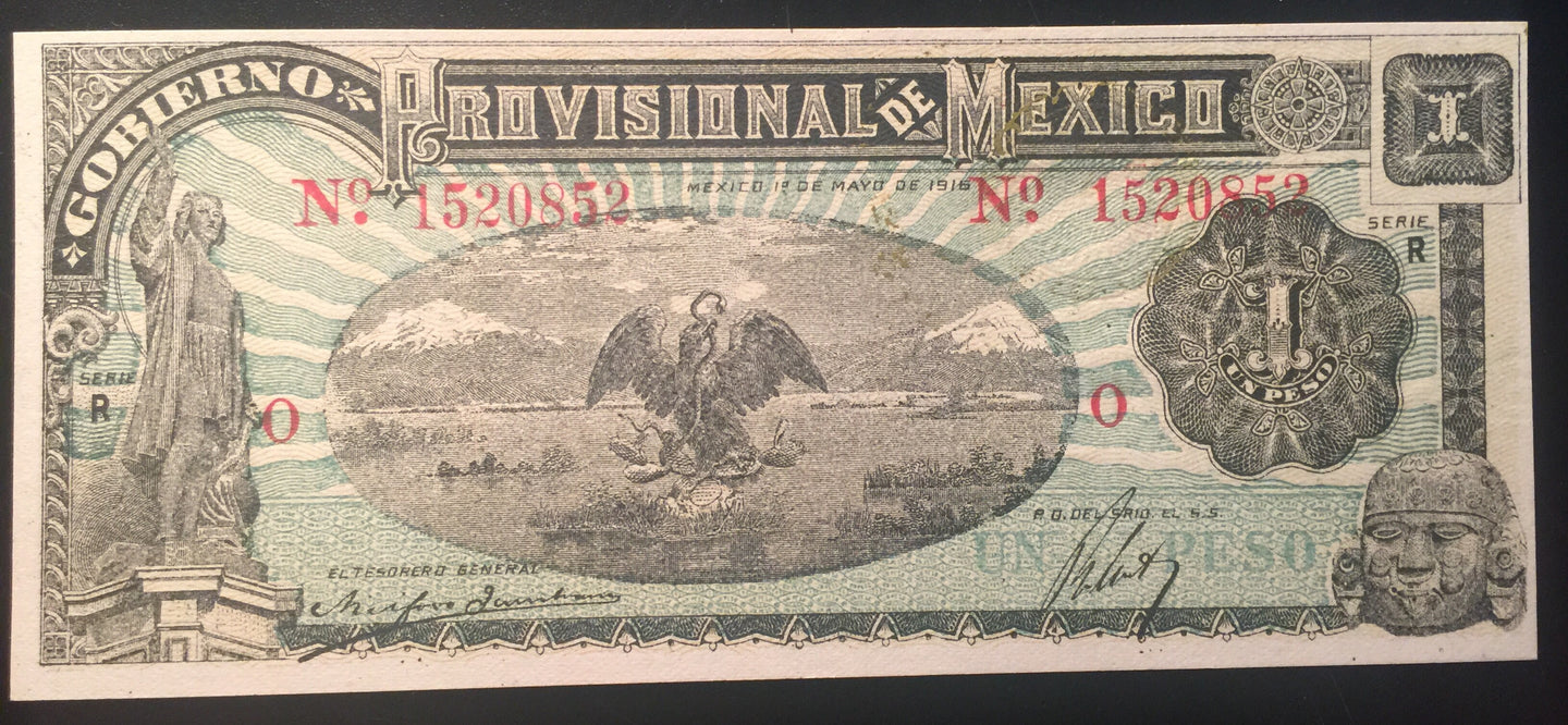 1916 1 Peso Provisional de Mexico