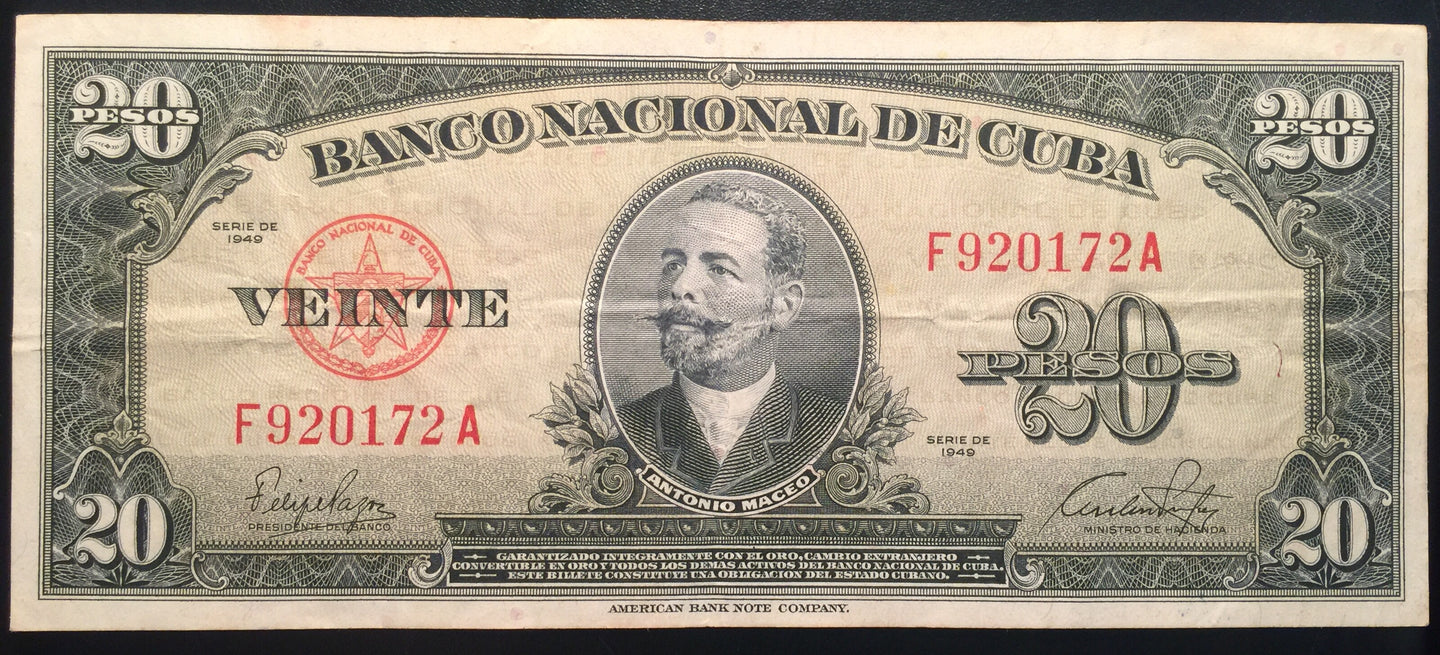 1949 20 Pesos Banco Nacional de Cuba